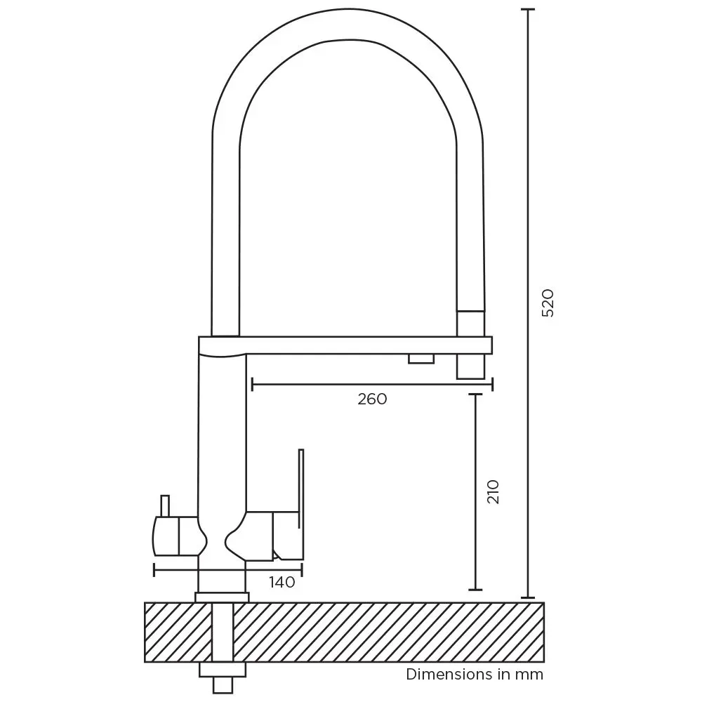 Aquila 3-Way Tap Dimensions